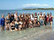 students on Maui beach